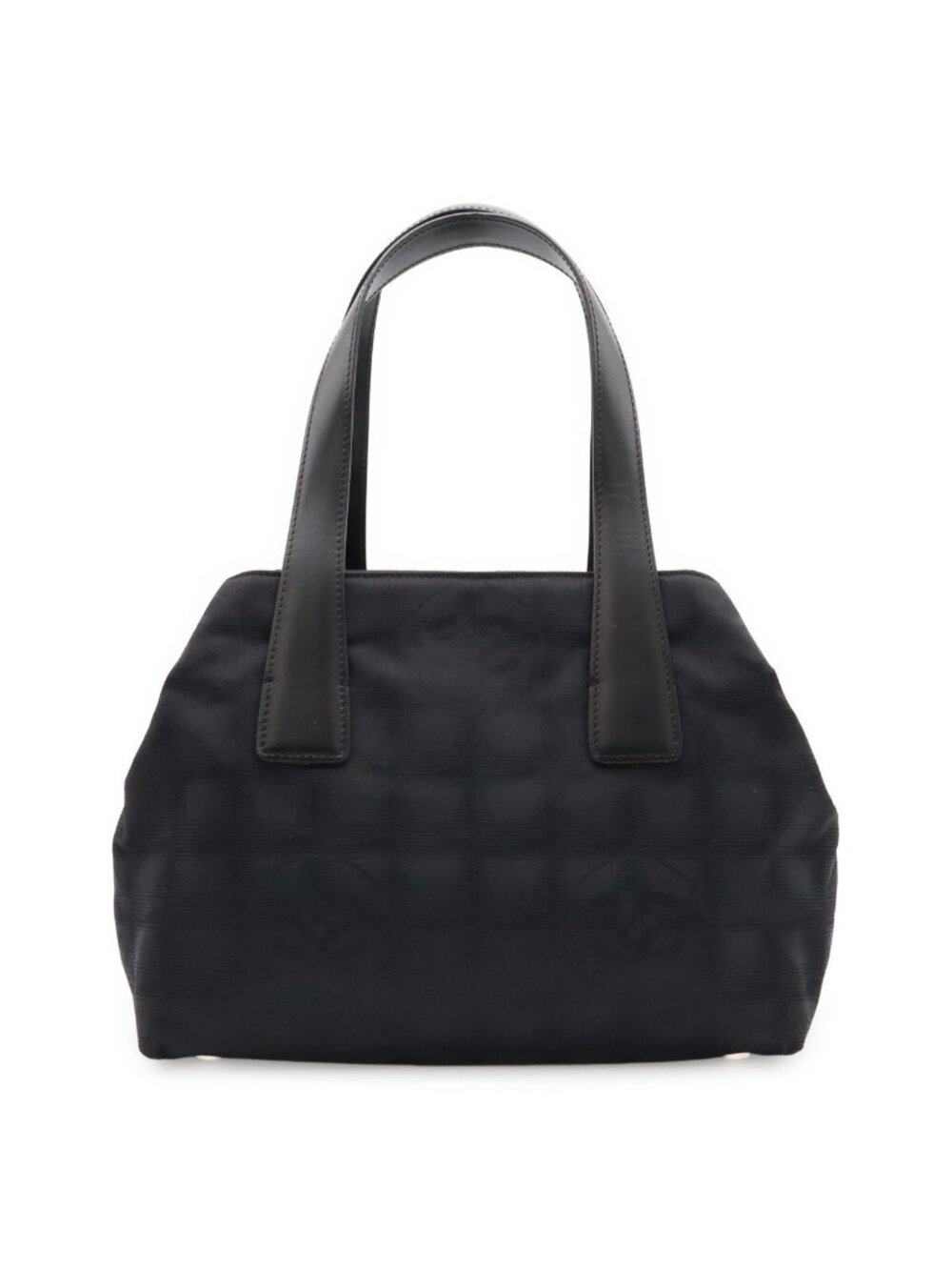 Chanel New Travel Line Tote Bag Nylon Jacquard Leather Black